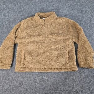 NWT Gap Women's Sherpa Half Zip Pullover Camel Brown Fleece XL Cozy